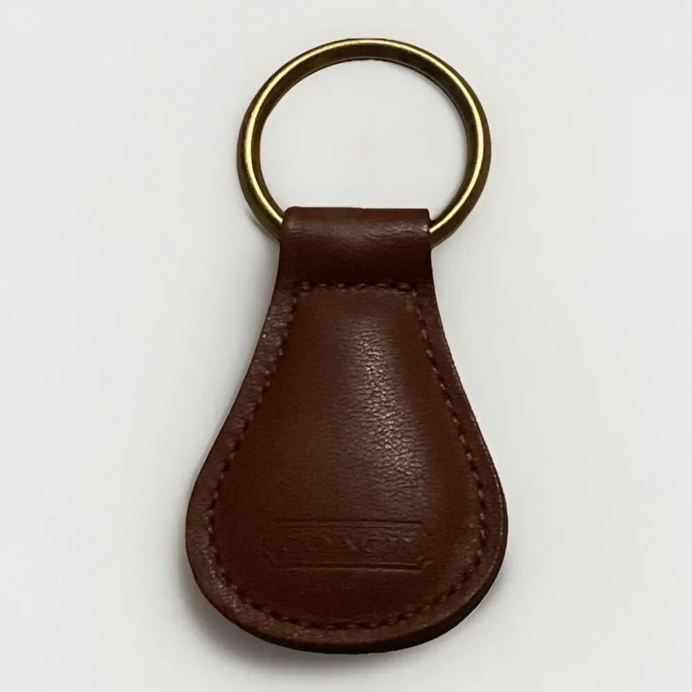 COACH VINTAGE  BROWN/TAN  CLASSIC KEY FOB BRASS 7210 Key Ring EUC